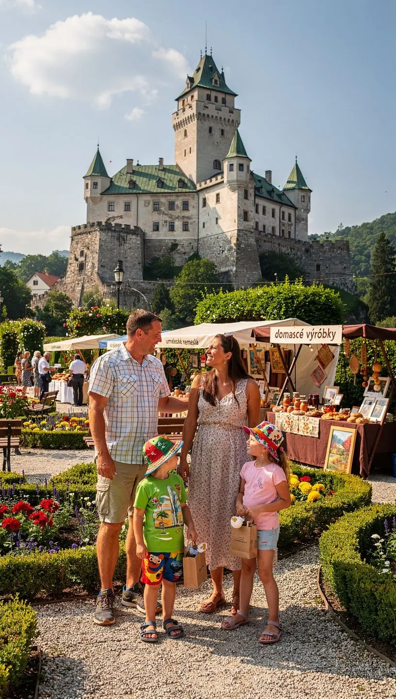 Pohľad na historické centrum slovenského kúpeľného mesta s malebnými uličkami a tradičnou architektúrou.